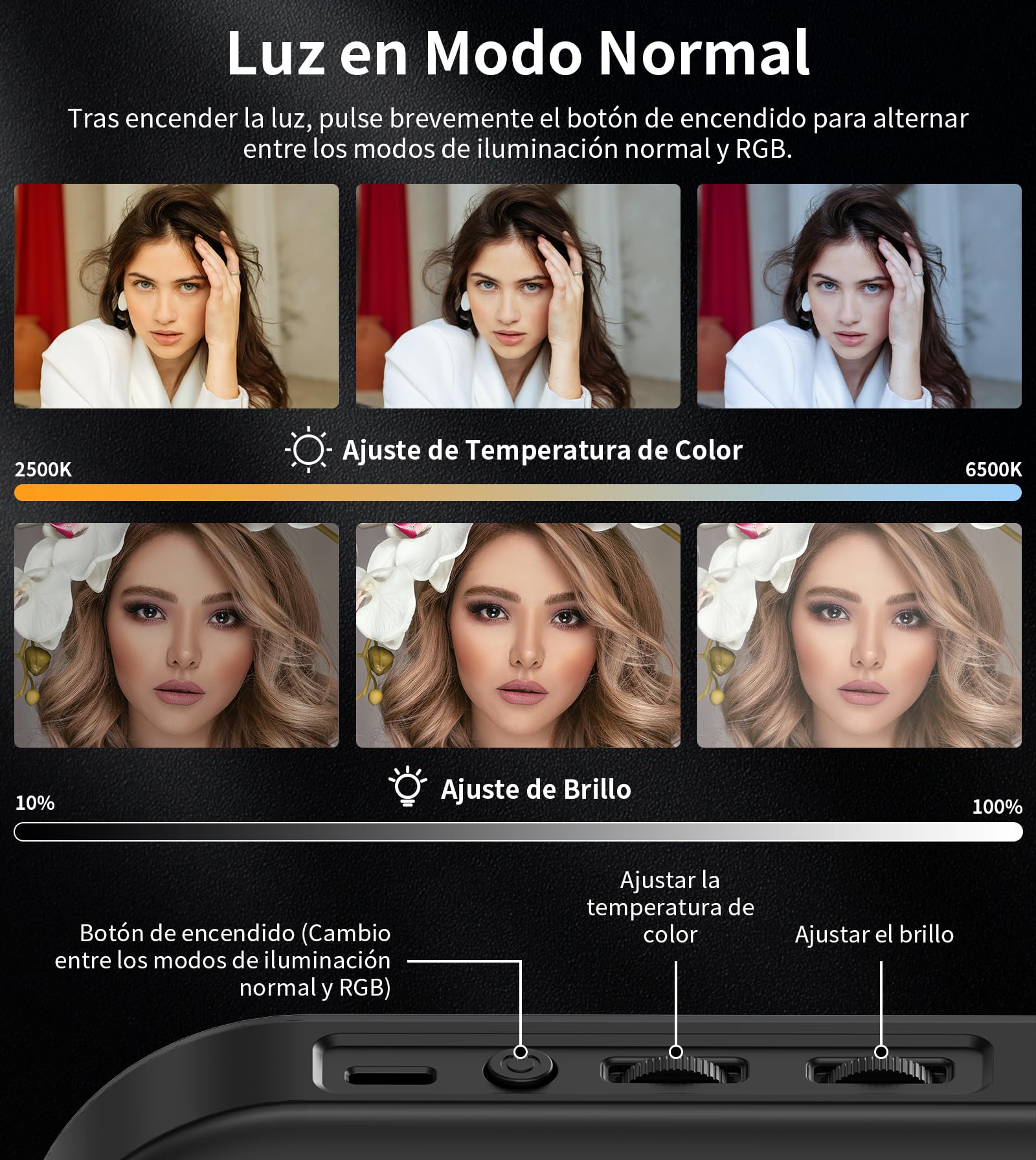 TONEOF Luz Selfie Portátil Recargable,Versión Magnética RGB con MiniTrípode | Luz magnética RGB multifunción, compatible con Magsafe, apta para vídeo, fotos y grabación con teléfonos móviles