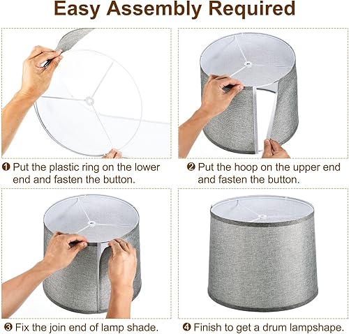 Vista 4 de PATIKIL Pantallas para lámparas de mesa de 11.4 pulgadas superior x 12.6 pulgadas inferior x 9.8 pulgadas de alto, pantallas de lámpara de tambor