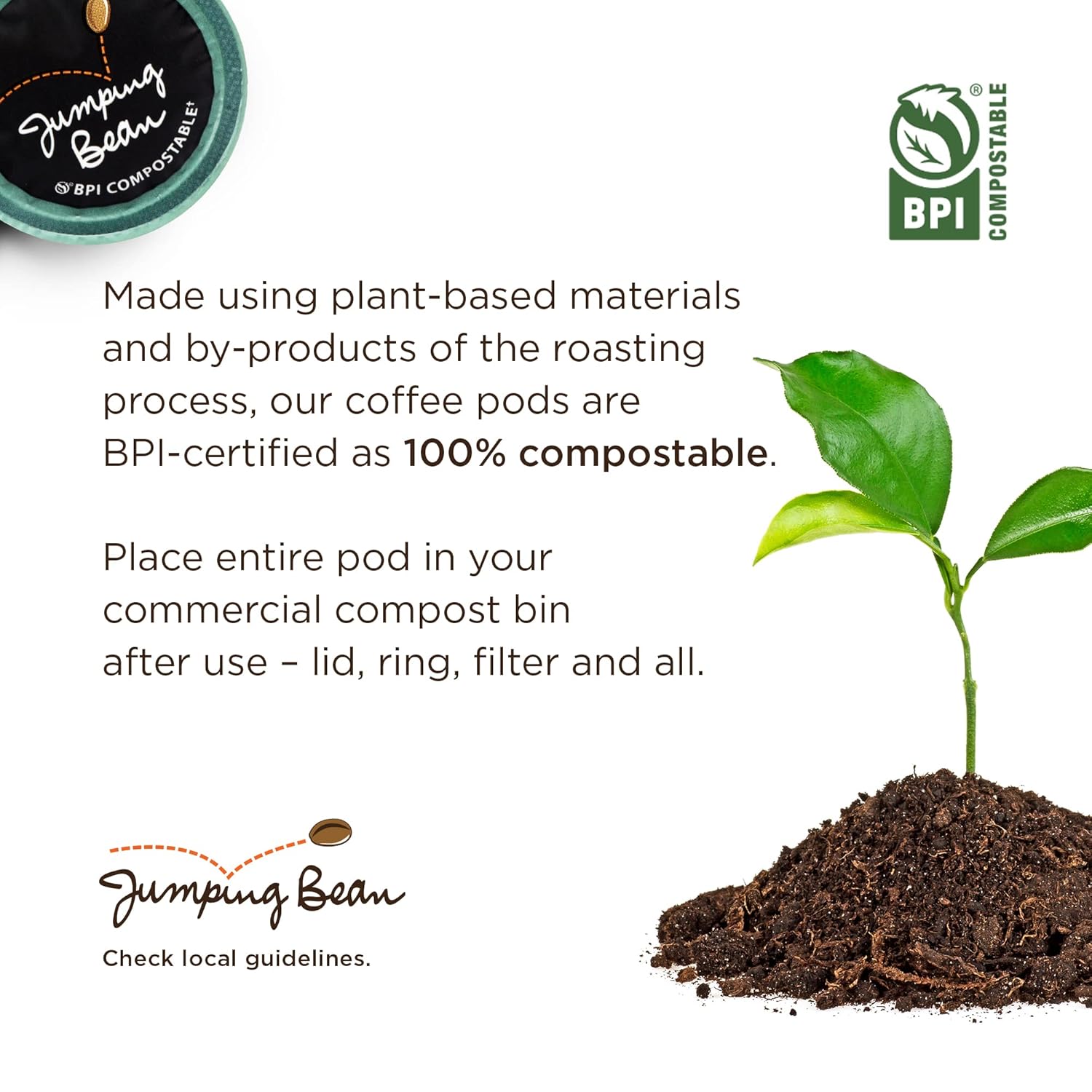 Jumping Bean Organic Deep Water Dark Whole Bean Coffee, 454 GR