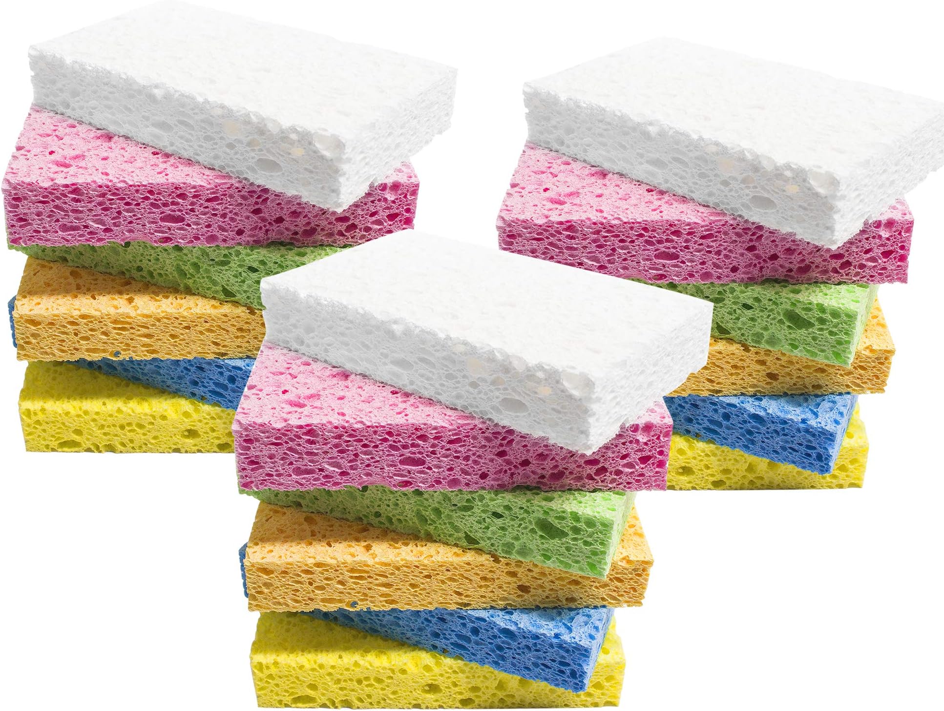 ARCLIBER Cleaning Scrub Sponge,Cellulose Non-Scratch for Kitchen,Bathroom,Cars,Colorful Compressed Sponge (18 Pack)