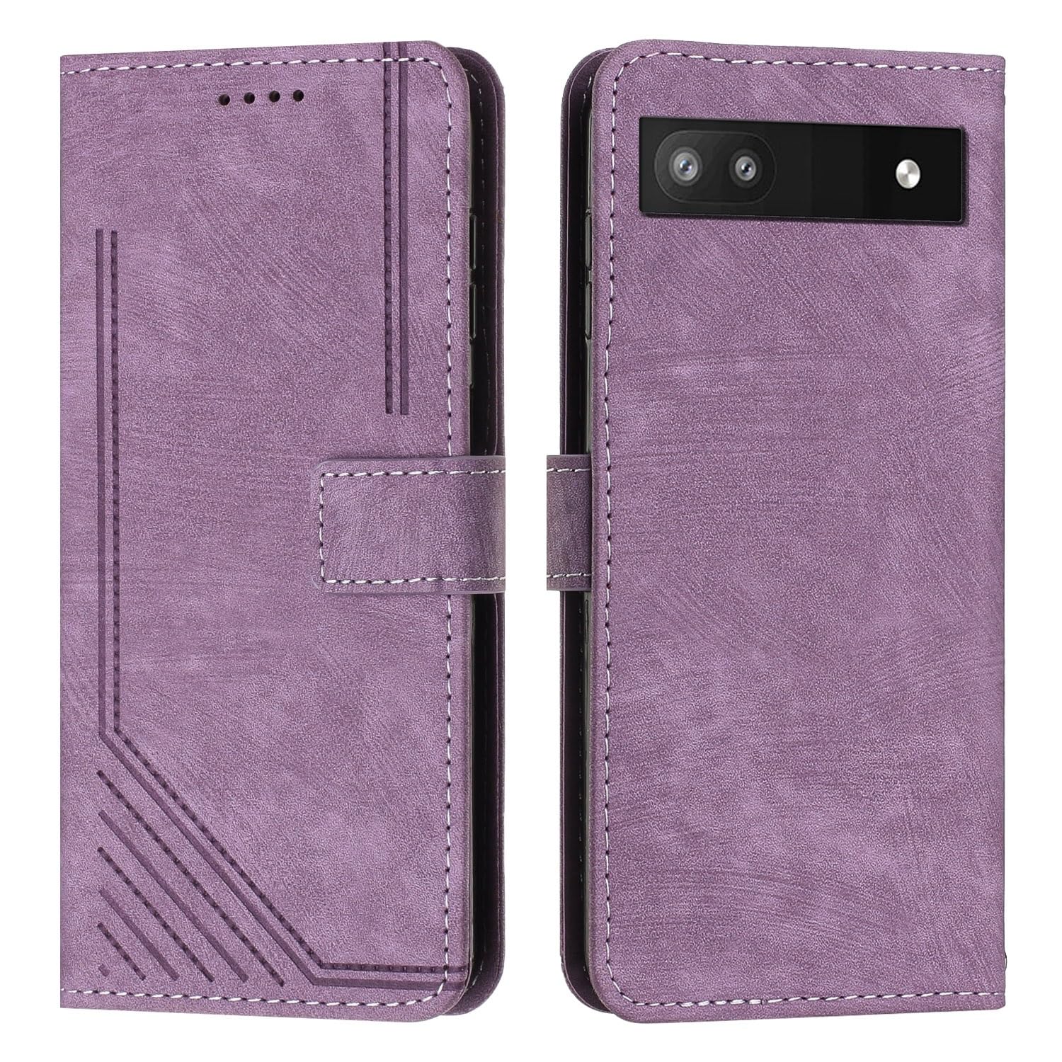 For Google Pixel 7a Wrist Strap Phone Case Wallet Flip Phone Case Card Slot Holder Flip Cover Phone Case For Google Pixel 7a(Purple)