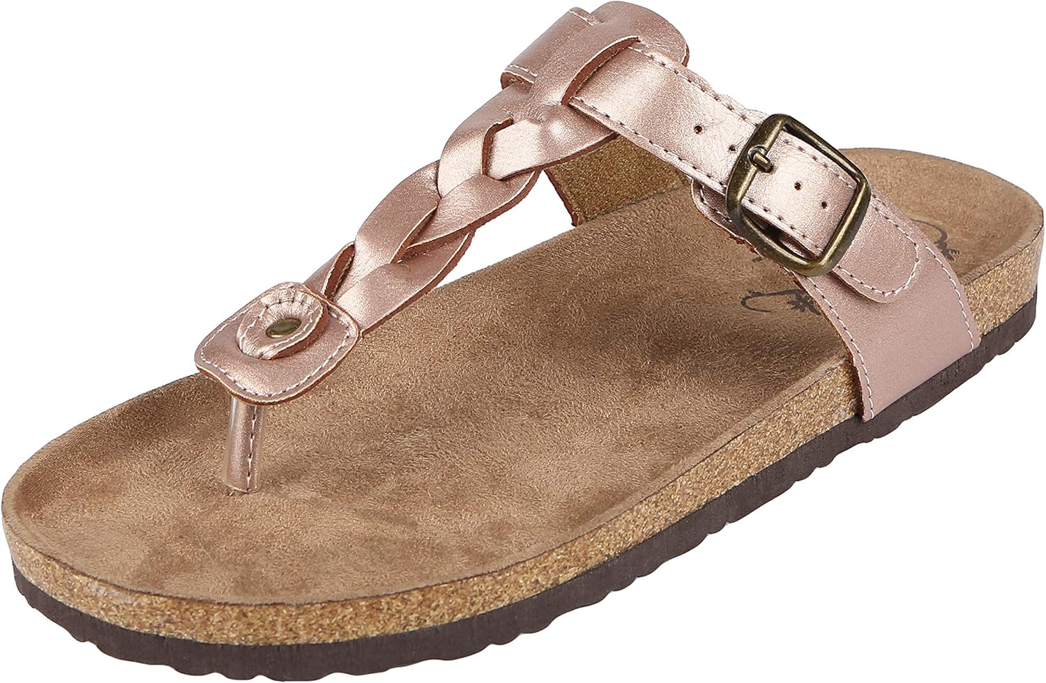 Northside Women's Dina Open Toe Cork Sandal Slide, Rose Gold, 8