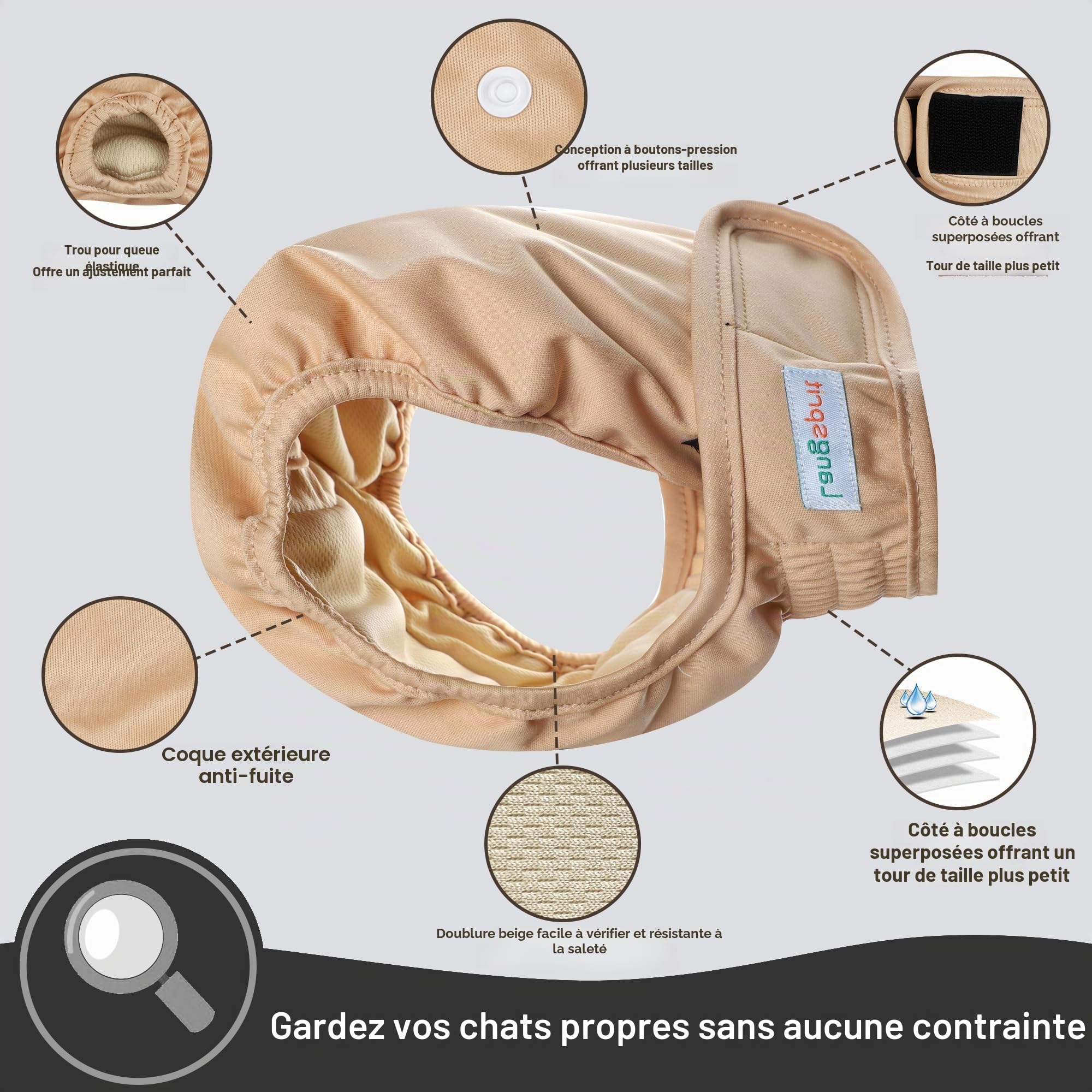 Langsprit Couches réutilisables pour Chats Femelles et mâles, Couches lavables pour Incontinence pour Chat mâle, Couches pour Chat mâle, Couches pour Chats de Petite, Moyenne et Grande Taille