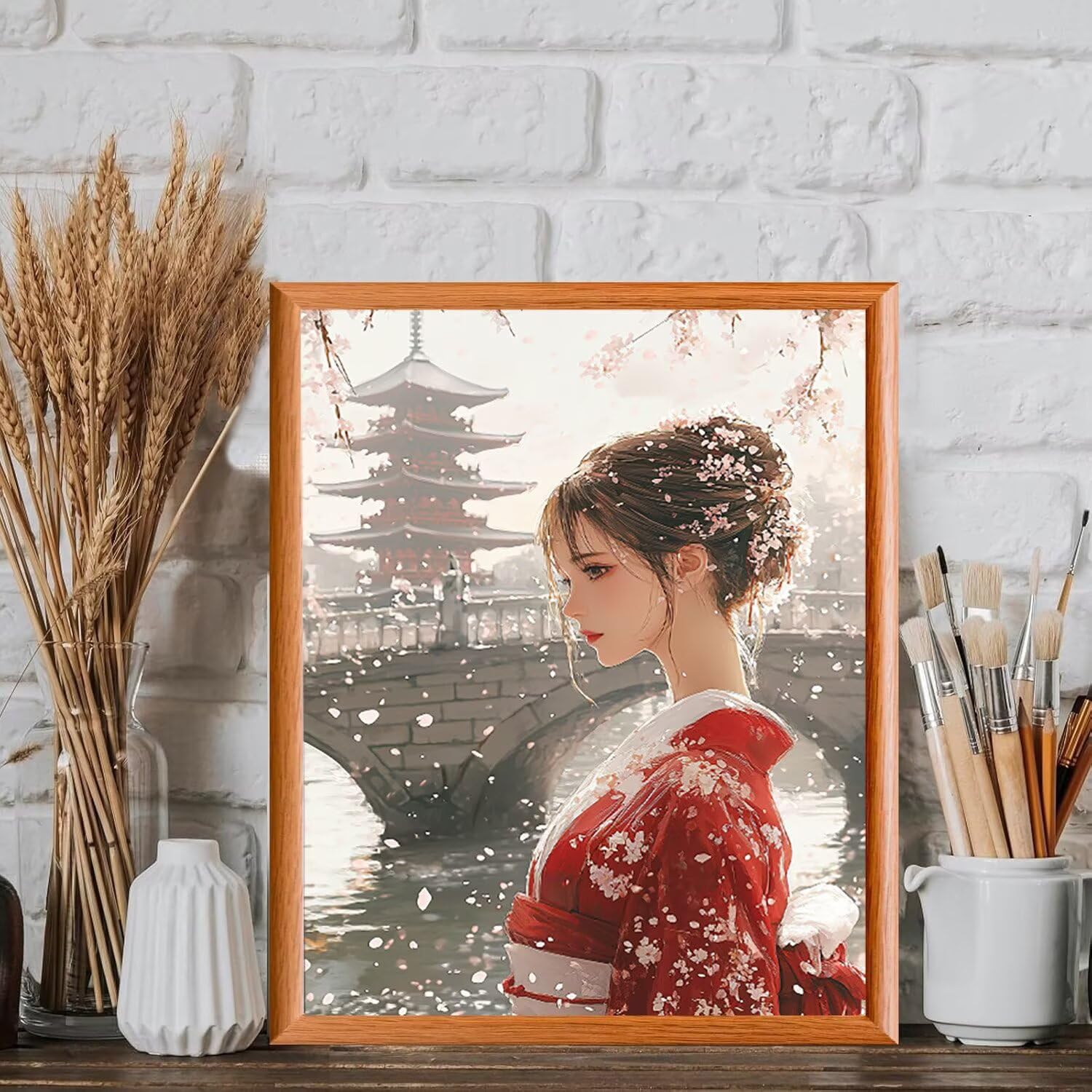 Sottotetto e geisha Dipingere con i Numeri per Adulti, 70x90cm a-280 | Paint by Numbers Kit con Pennelli e Acrilico Pigmento, Fai da te Olio La Pittura di Numeri Kit, Decora la Casa, senza Cornice