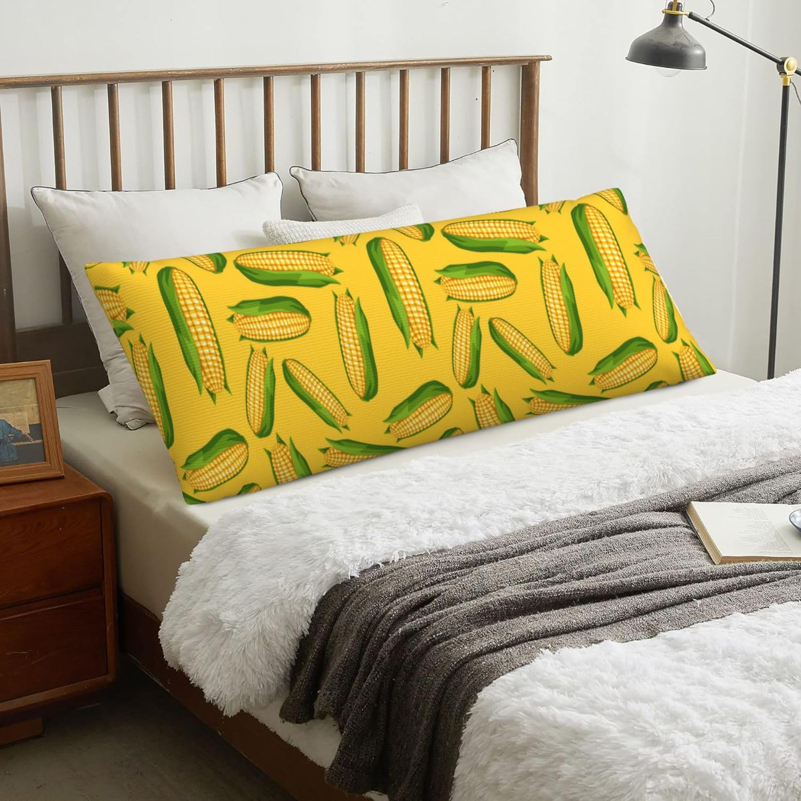 Fresh Ripe Corn Cobs Pattern, Body Pillow Cover with Zipper,Long Body Pillowcase 20 x 60 in