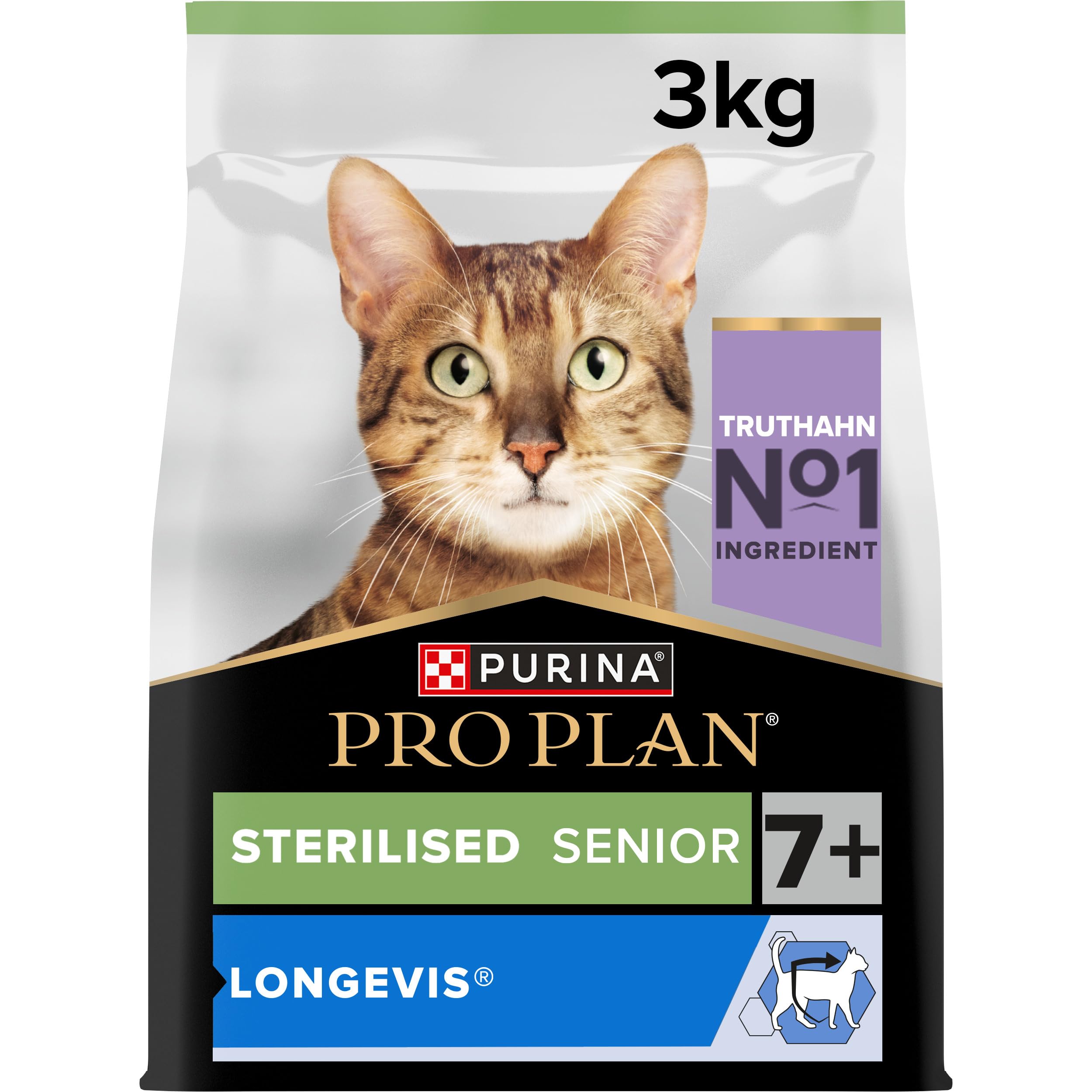 PRO PLAN Senior 7+ Sterilised Longevis Turkey Dry Cat Food 3kg