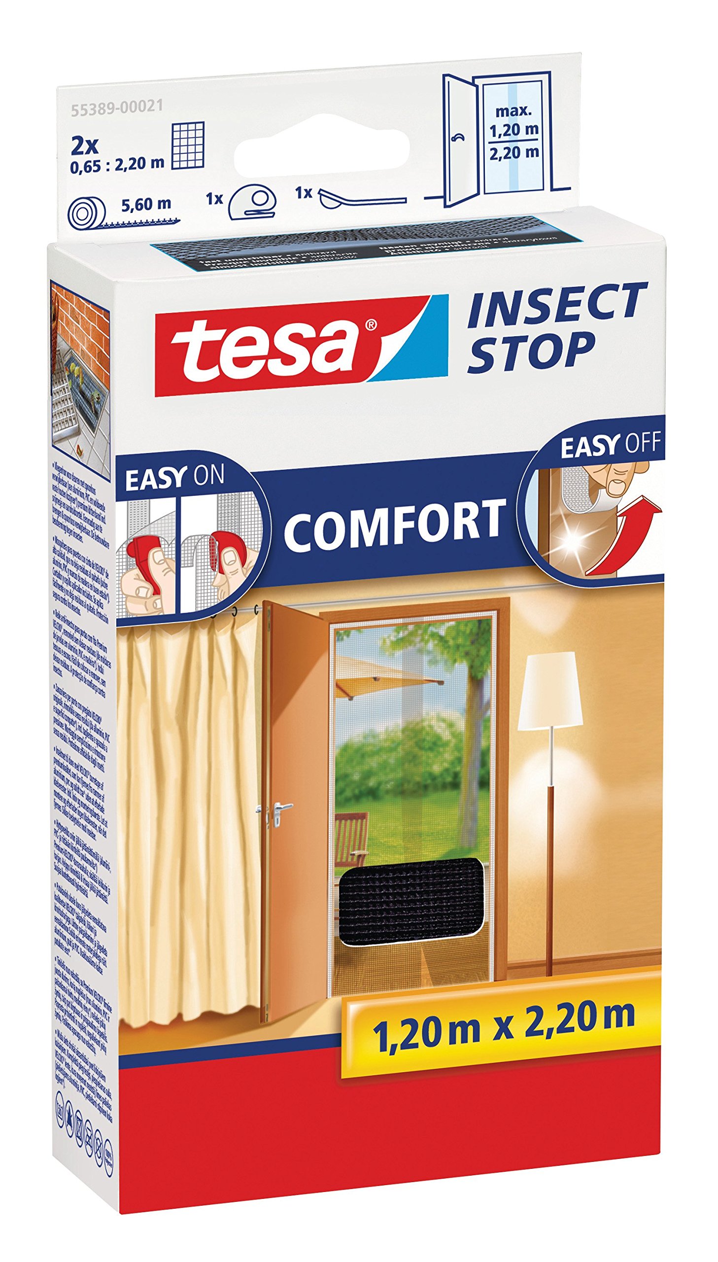 tesa Zanzariera per finestra, migliore qualità tesa, bianca, trasparente, 2 x 0,65 x 2,20 m, colore: antracite