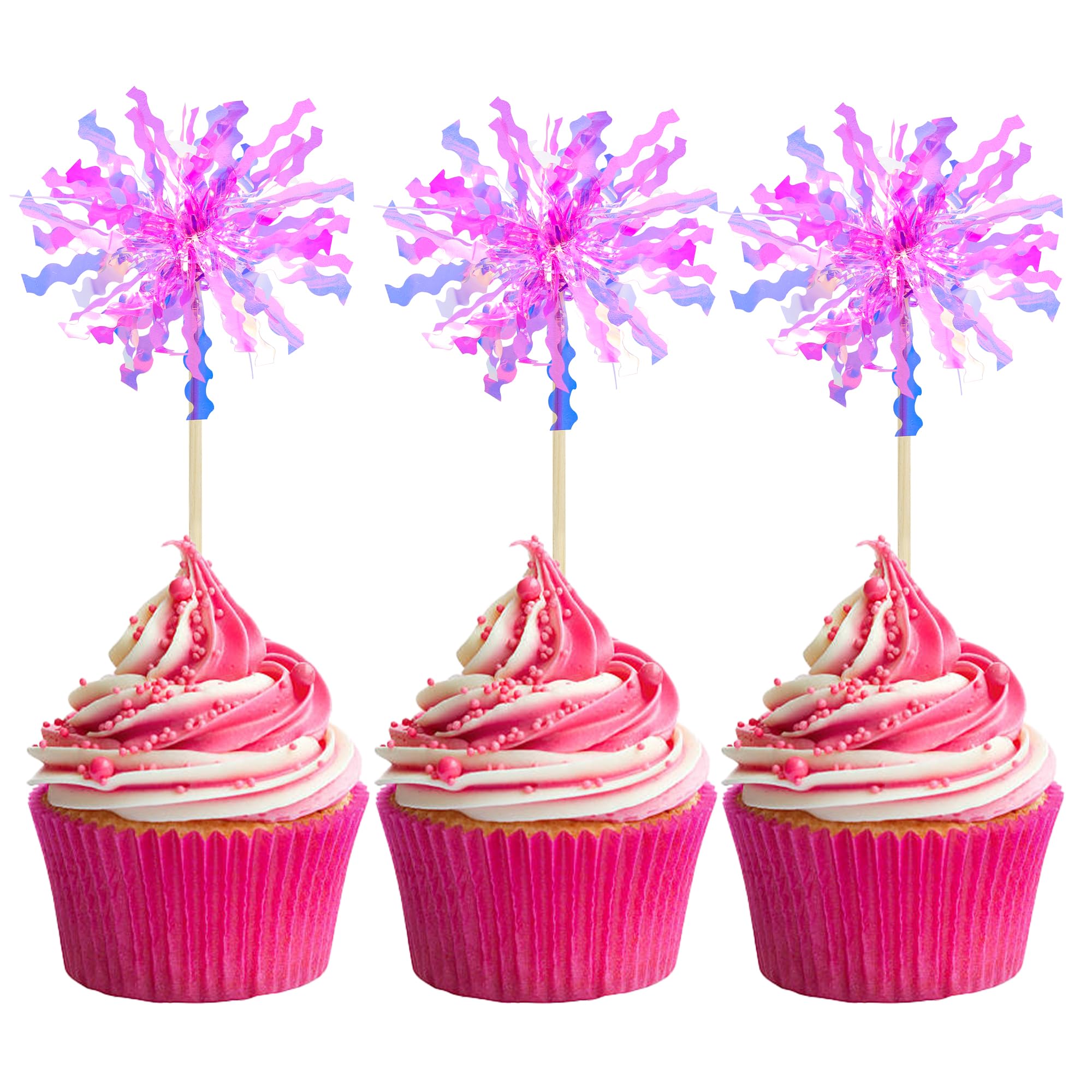 Sparkly Firework Cupcake Toppers - Birthday Party Decor -11