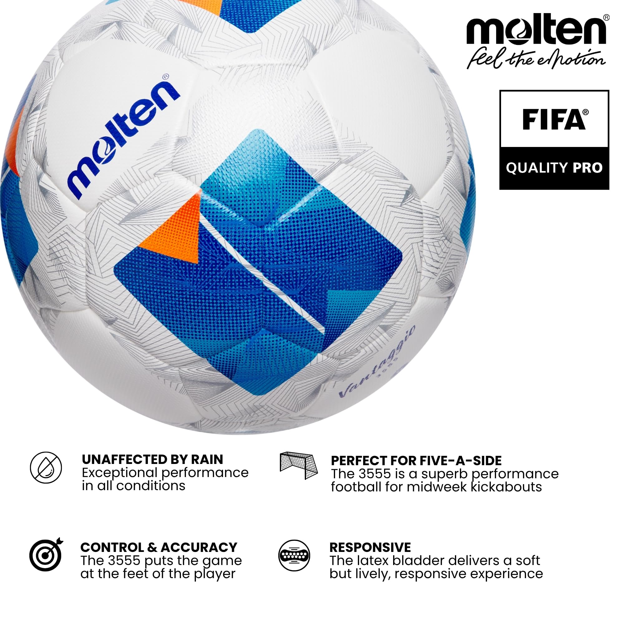 Molten FN3555 Pallone da calcio White/Blue 5
