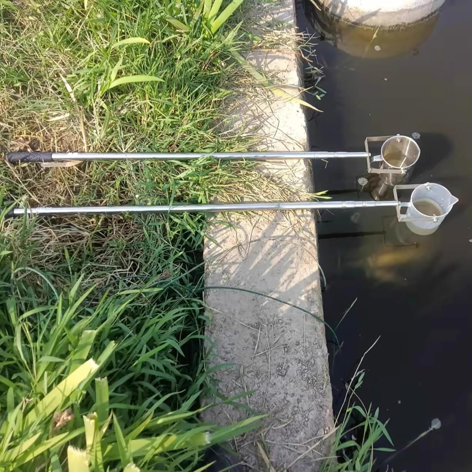 Cuchara de toma de muestras de boca de 500 ml/1000 ml para pruebas de calidad del agua, colección de aguas residuales y tuberías, calificador de agua duradero con rango de profundidad de 1,43 a 6 m