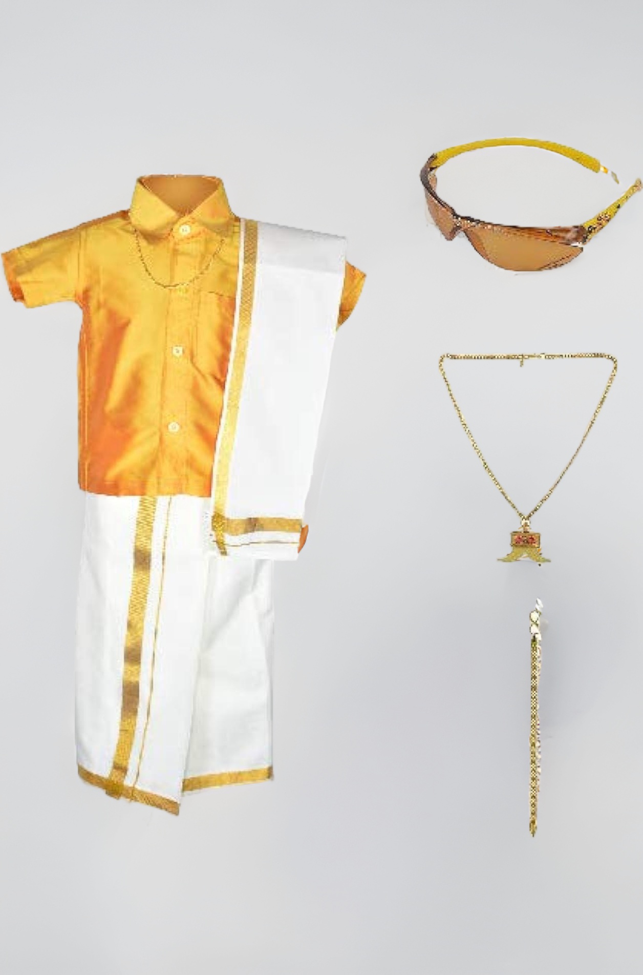 AMIRTHA FASHION Boys Traditional Dhoti & Shirts SET WITH ACCESSORIES (AMFCMGD - $P)