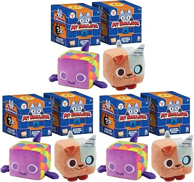 Pet Simulator Roblox Series 1,2 & 3 Limited Edition Cube Plush - Lucky Blind Box's, Bundles, Blind Bags & Figures - Series 2 4" 12cm Plush with DLC - 6 Pack