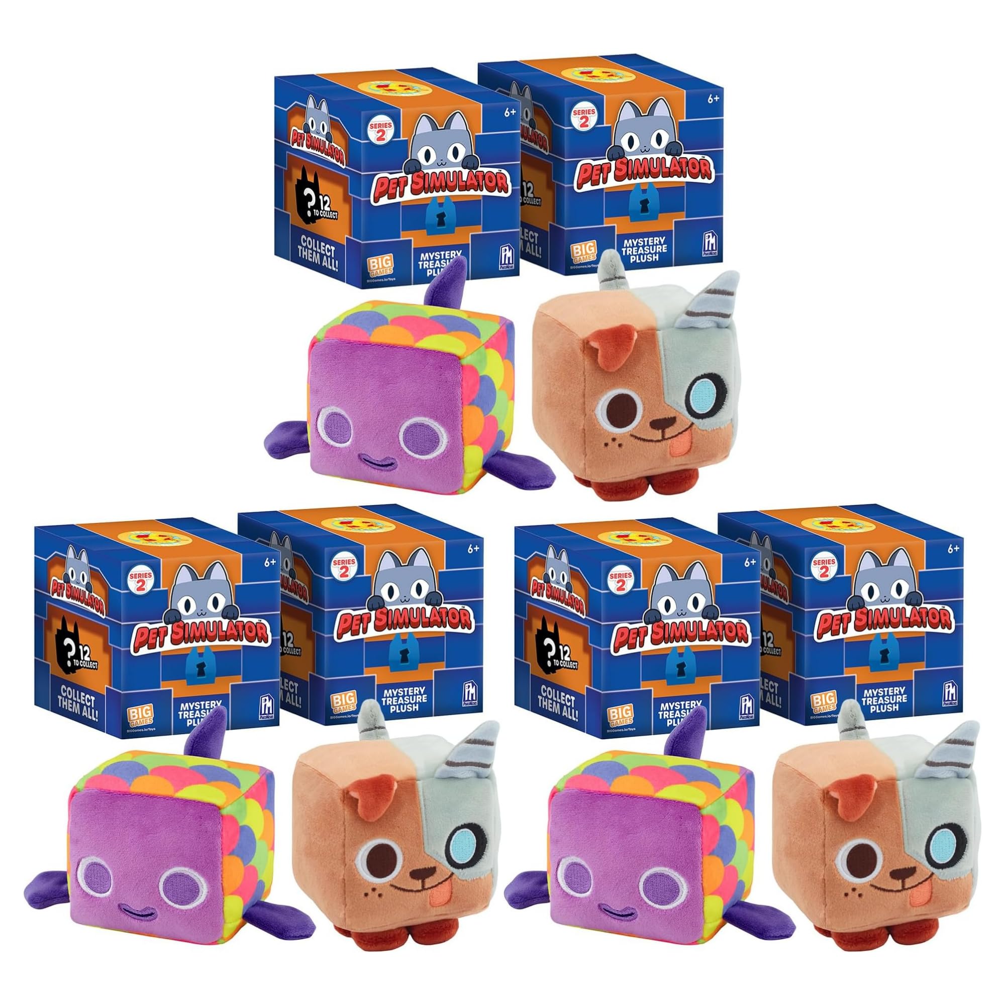 Pet Simulator Roblox Series 1,2 & 3 Limited Edition Cube Plush - Lucky Blind Box's, Bundles, Blind Bags & Figures - (Series 2 4" 12cm Plush with DLC - 6 Pack)