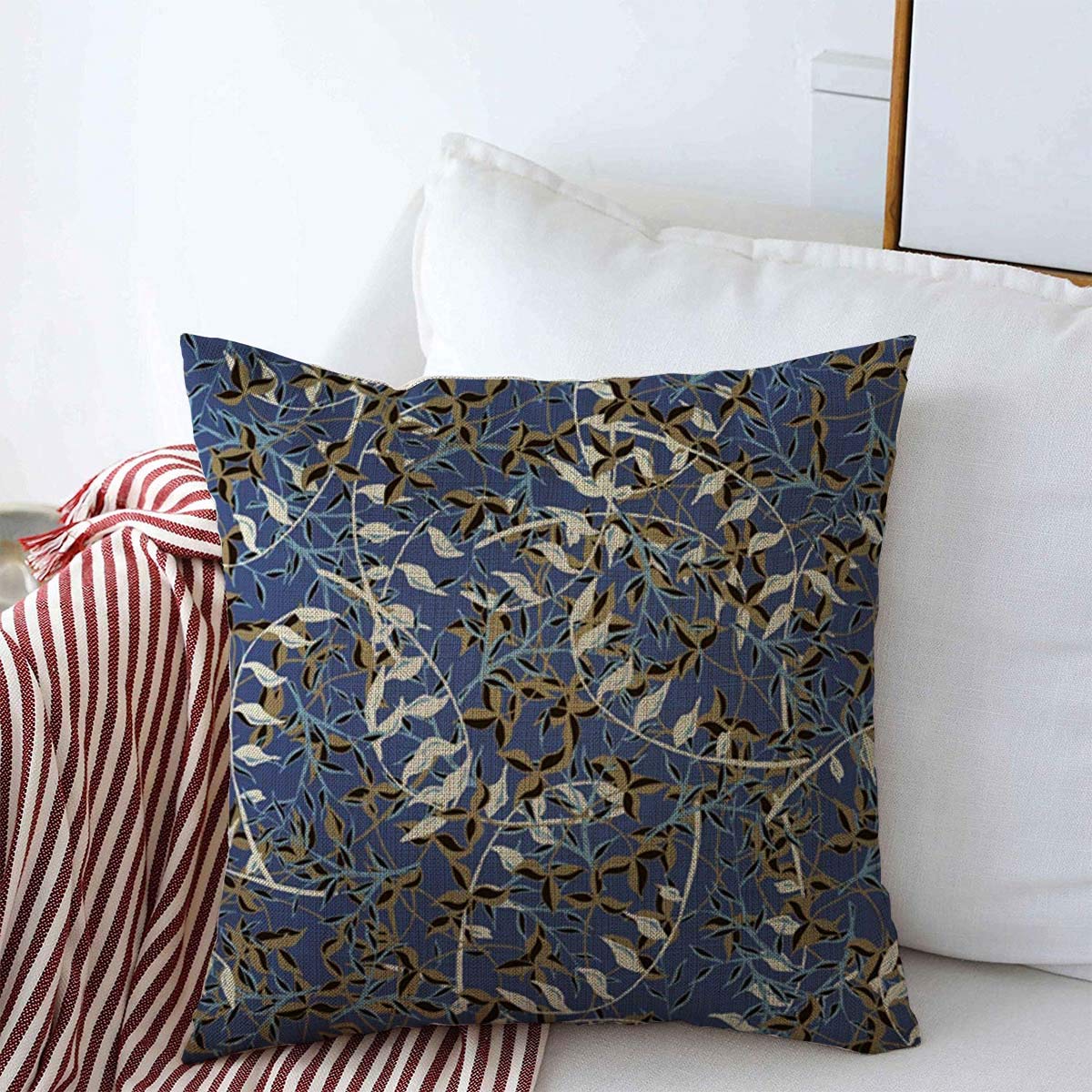 StarodenPillow Case Botanical Green Herbage Grass Nature Field Botany Branch Bright Climber Detail Design Rapport Home Decor Throw Pillows Covers 20"x20" for Winter Decorations