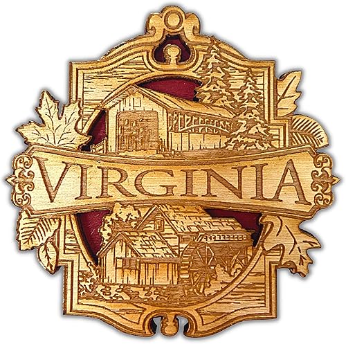 Imanes de recuerdo, imán de Virginia, madera tallada, para nevera, pizarra blanca, fabricado en los EE. UU., 3 pulgadas