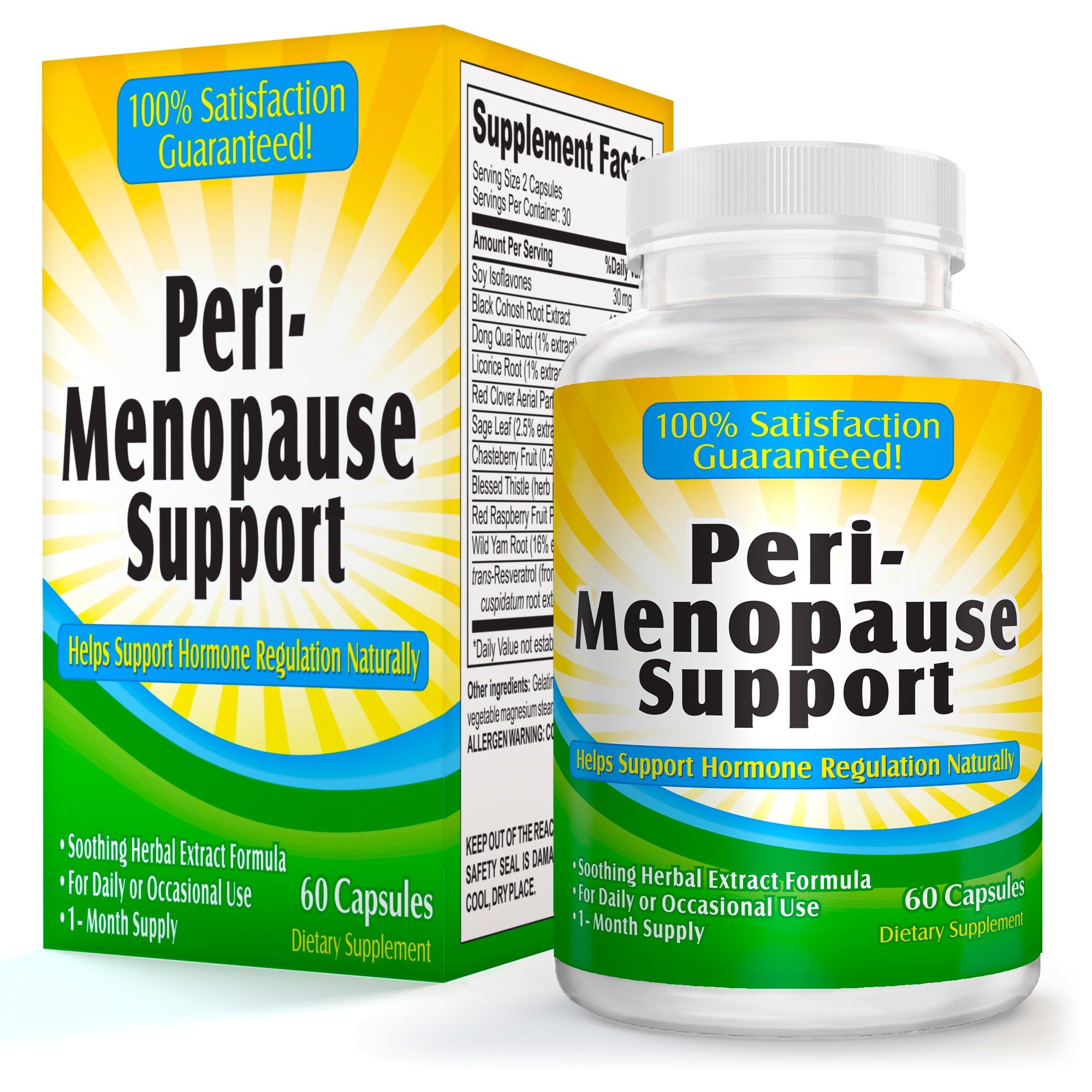 PeriMenopause Supplements (All-in-1 Blend) Natural Hormone Support with 11 Potent/Proven Herbs & Extracts | Peri-Menopause Supplement for Women | Female Hormonal Balance | 1-Month Supply | 60 Capsules