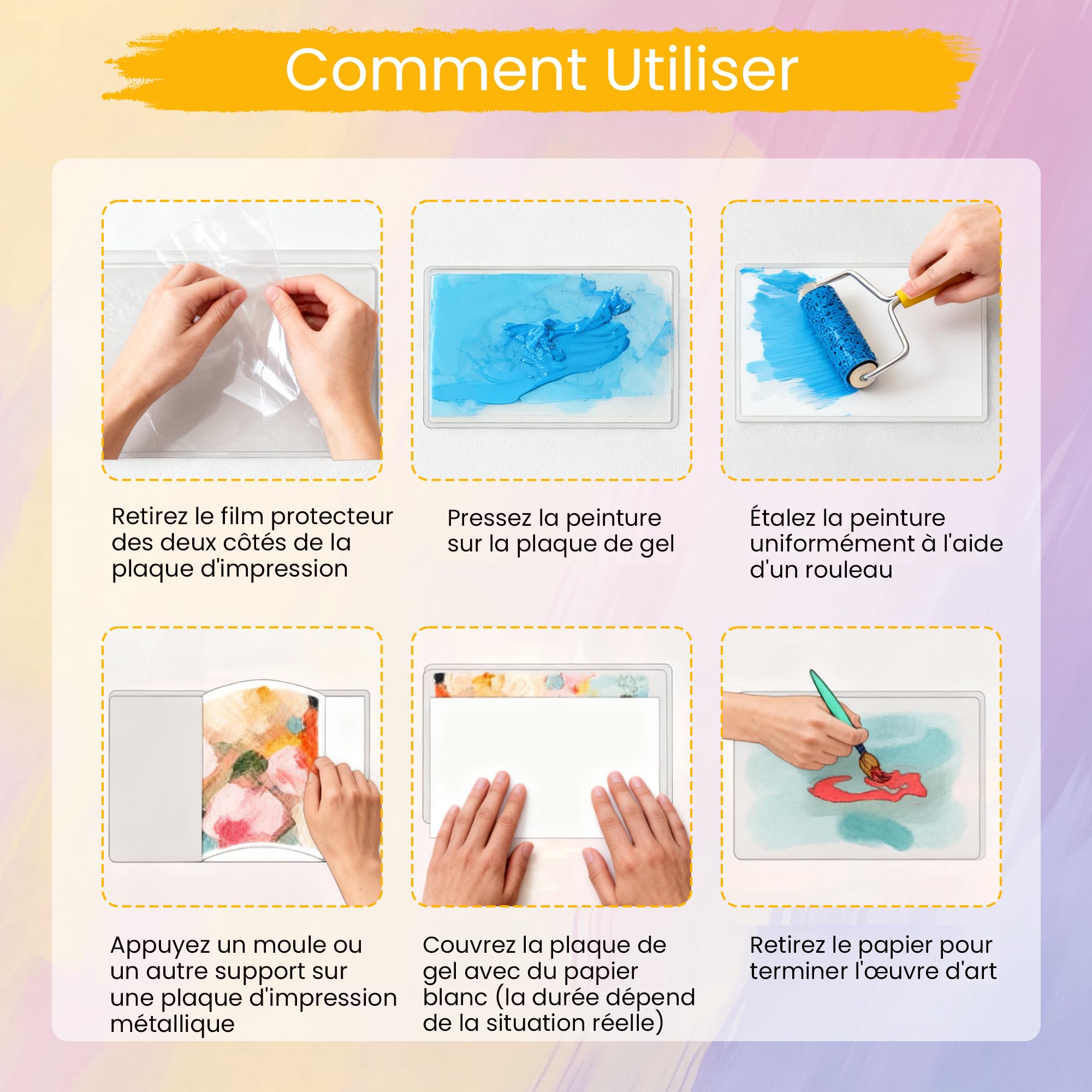 uyoyous Piastra Di Trasferimento Arte Gel, 2 Pezzi Piastra Di Stampa Gel | 30,5 x 35,5 cm Reusable Gel Printing Plate Per Pittura, Collage E Progetti Di Tecniche Miste
