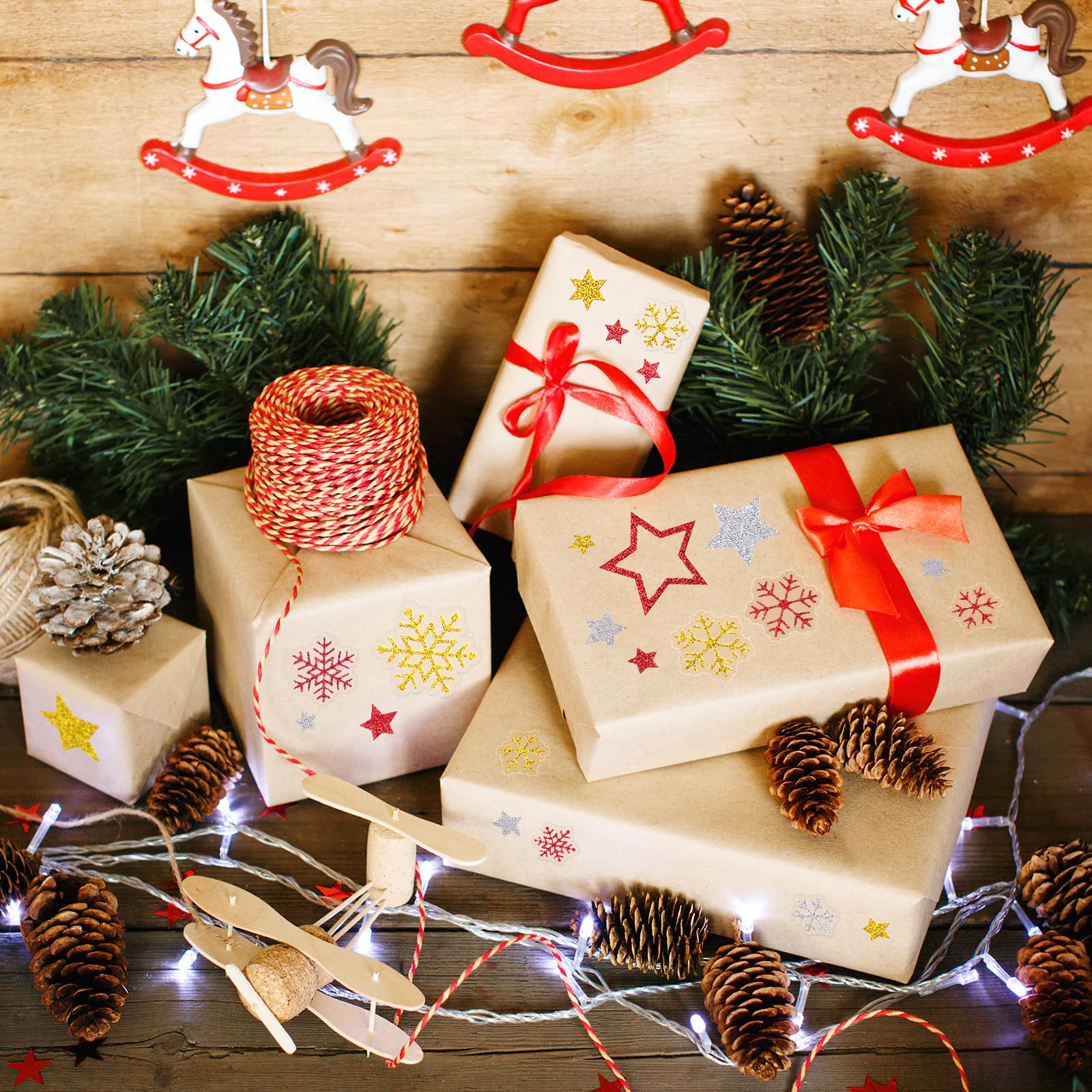 BETESSIN Aufkleber Weihnachten - 1080 Stück Sterne Produktbild-Vorschau 13