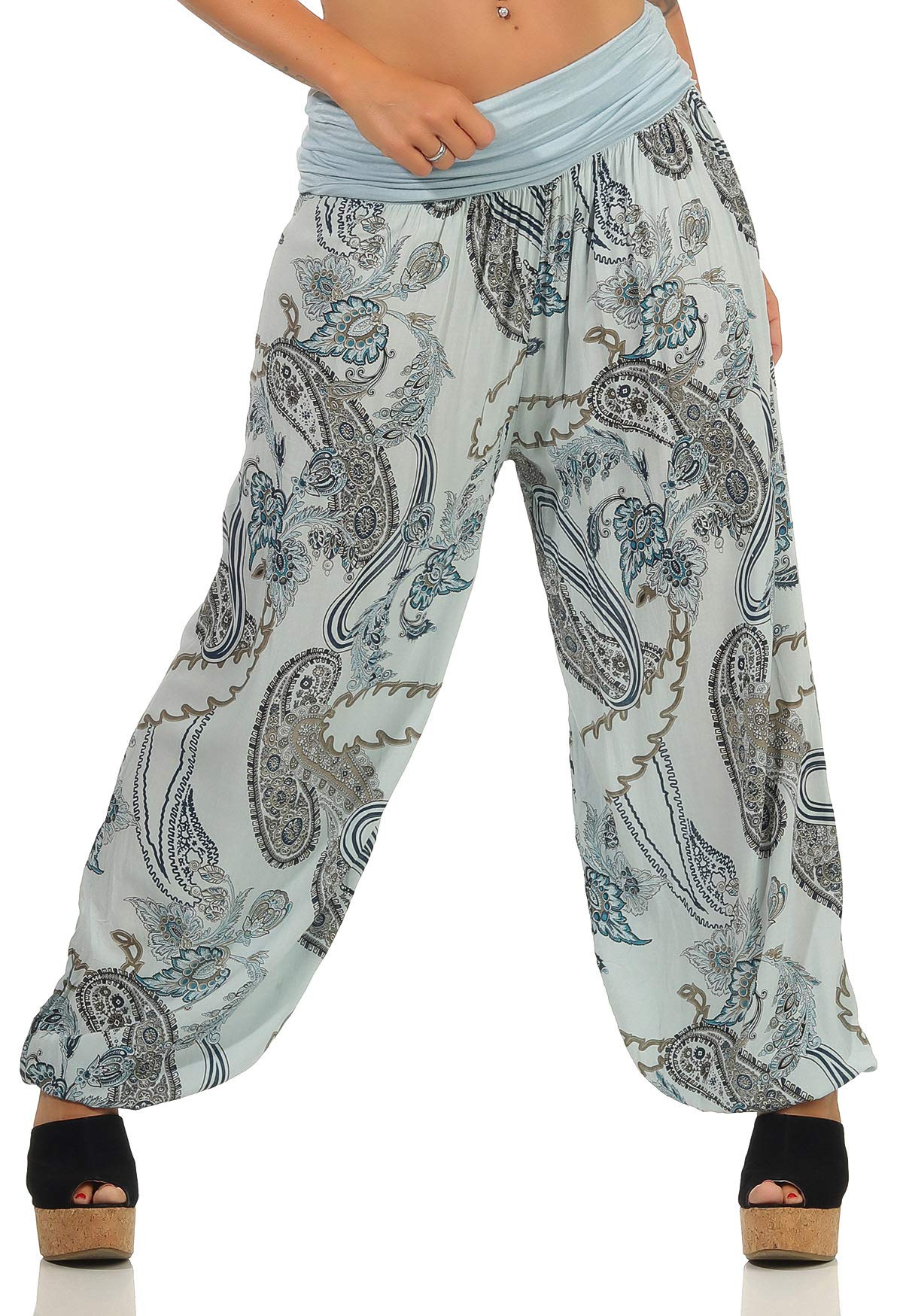 Malito - Damen Aladinhose mit Print - Haremshose zum Tanzen - Pumphose zum Chillen - Freizeithose - Pluderhose 7185