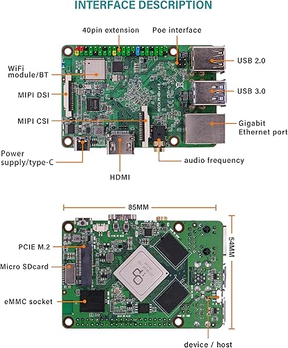Miniatura 2 de Rock Pi 4 Plus Rockchip RK3399 (OP1) Computadora de placa única LPDDR4 4GB con WiFi 5 y Bluetooth 5.0 Soporte Twister OS (4 GB de RAM+64 GB eMMC)