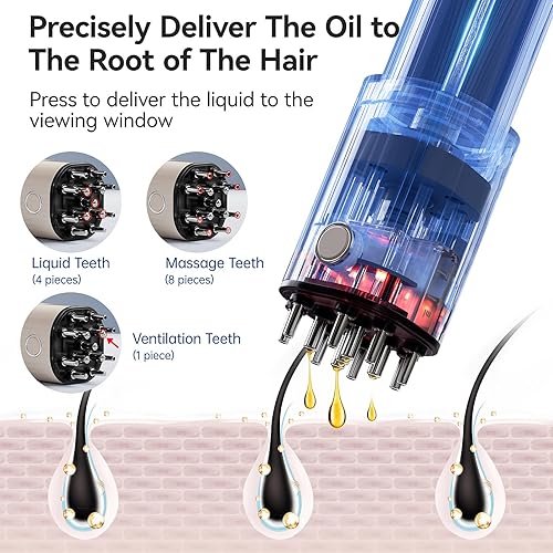 Miniatura 2 de Aplicador de aceite vibratorio para el cabello con almacenamiento de líquidos, aplicador de aceite de cuero cabelludo, masajeador de cabeza para el