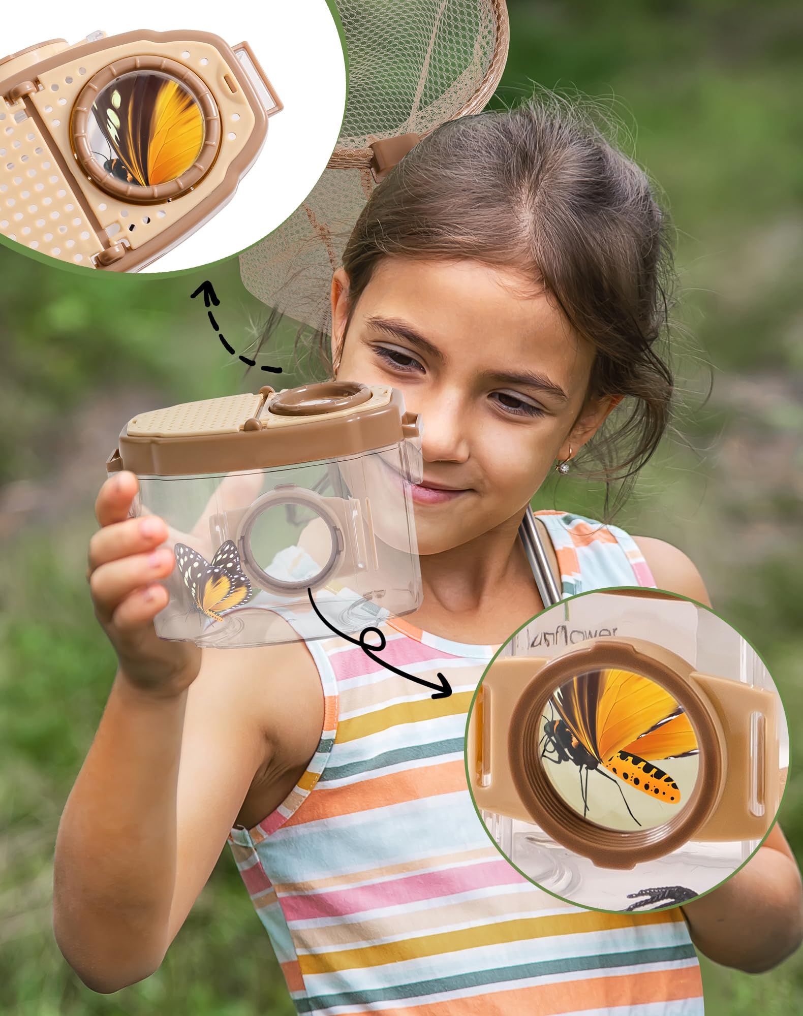 ROBOTIME Kids Explore Kit & Bug Catcher Kit, edukacyjny sprzęt kempingowy dla dzieci, zestaw do eksploracji na świeżym powietrzu, zabawka przygodowa, prezent dla chłopców i dziewczynek w wieku 3-12