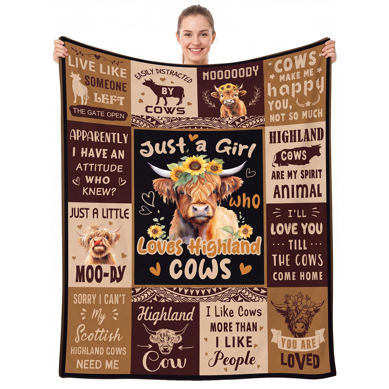 HYEPNED Highland Cow Blanket Gift, 40" x 50" Highland Cow Gifts, Soft Cozy Flannel Home Decoration Throw, Cow Lover Blanket for Birthday Christmas Thanksgiving, Presents for Nature and Animal Lovers — image 1