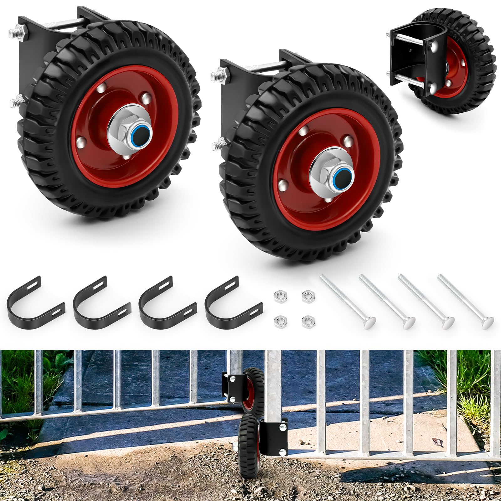 Snapklik.com : 2 Pack 6 Inch Gate Wheel For Metal Tube Gate Farm Gate ...