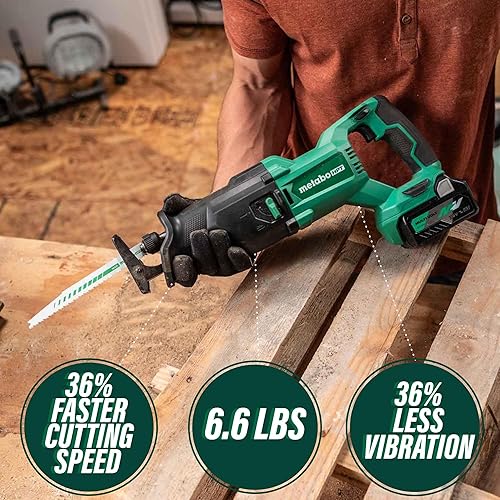 Miniatura 2 de Metabo HPT Sierra recíproca inalámbrica MultiVolt de 18 V  Solo herramienta - Sin batería  Carcasa de contrapeso reduce la vibración  Modo orbital