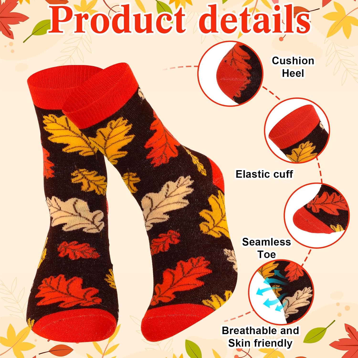 16 Pairs Fall Thanksgiving Socks Bulk for Men Women Maple Leaf Pumpkin Turkey Socks Autumn Holiday Colorful Gifts Thanksgiving Day Gifts for Adult - Image 5