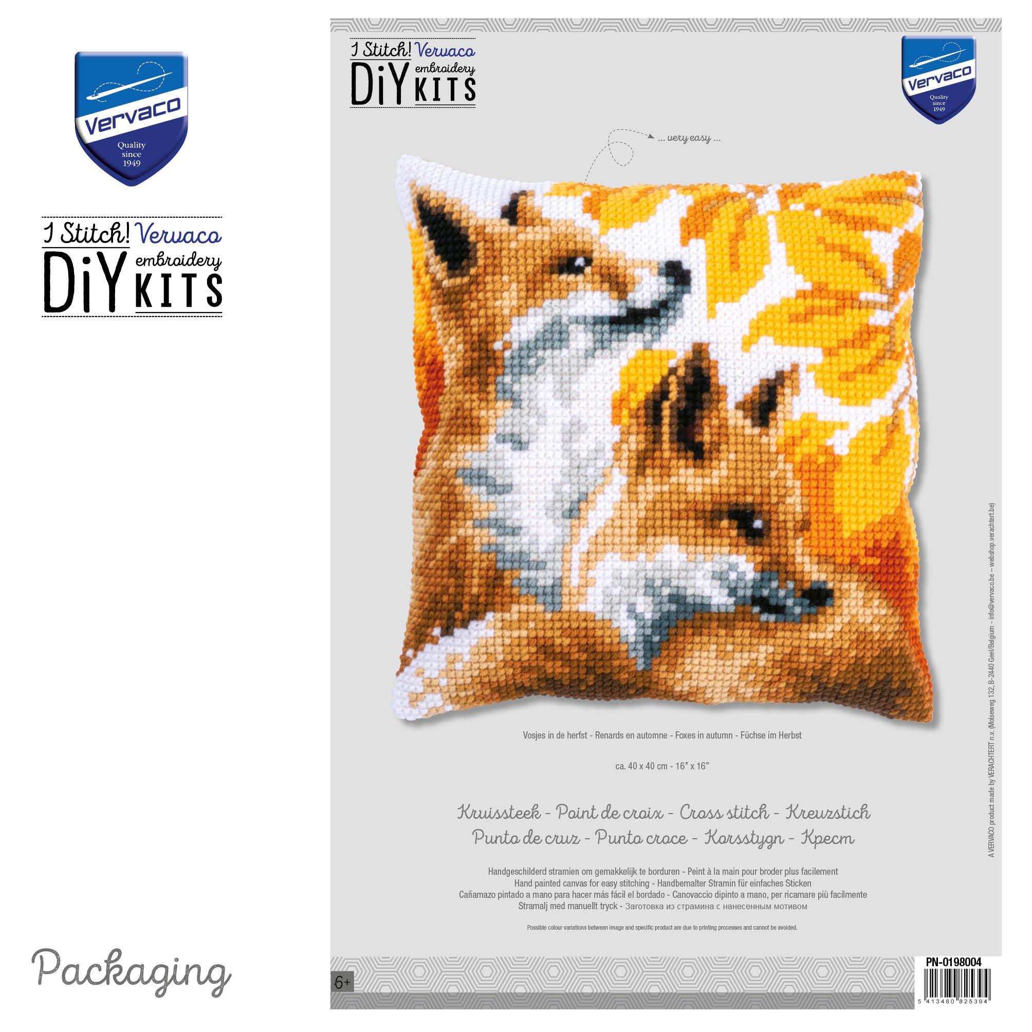 VERVACO Kit Cuscino Punto Croce Paesaggio INNEVATO Set Ricamo Principianti Cuscini Gobelin Decorativi ca. 40 x 40 cm Accessori per Lavoretti Creativi DIY Casa Decor Hobby Adulti Cross Stitch