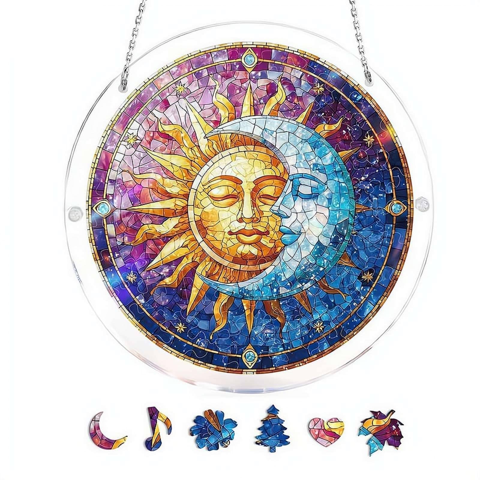 Acrylic Puzzles Suncatcher Window Hanging,83Pcs Sun Catcher Acrylic Puzzles Garden Decoration,Sun Catcher Stained Glass AcrylicPuzzle Decoration,for Women Men Birthday Mother's/Father's DayGift — view 30