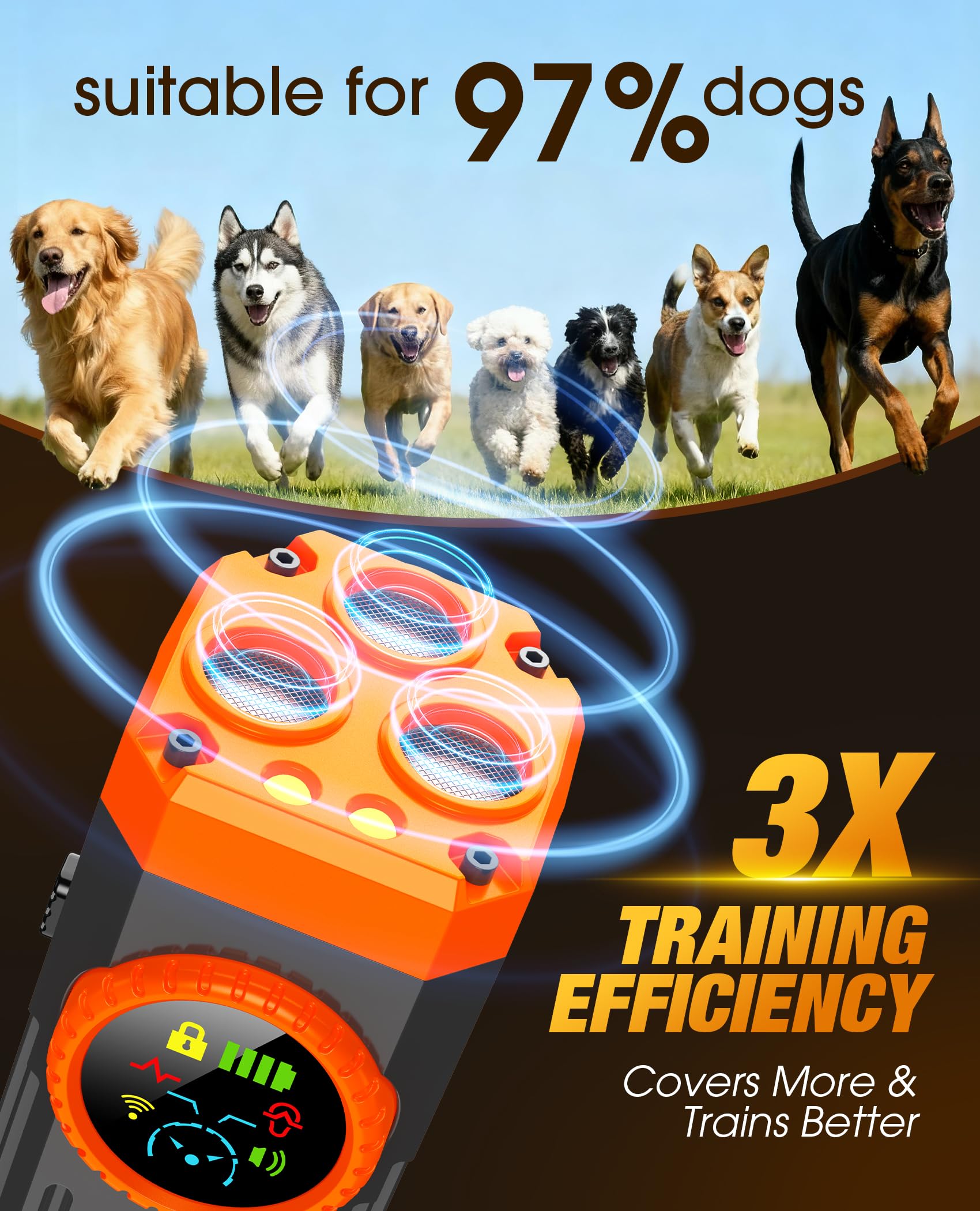 Disuasivos de ladridos de perro, dispositivo antirladridos de pantalla inteligente mejorado para perros, 3 protectores de ladridos con pantalla y linterna, silenciador recargable para ladridos