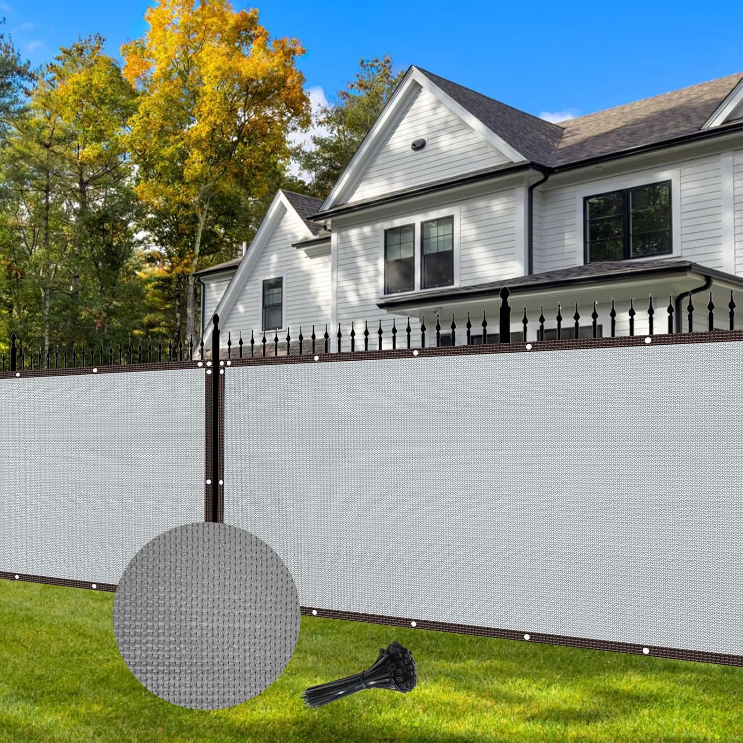 Fence Privacy Screen 4x50FT Protective Fence with Grommets Heavy Duty Fencing for Wall Garden Back Yard Outdoor Home Decoration Zip Ties Included Gray 4×50FT