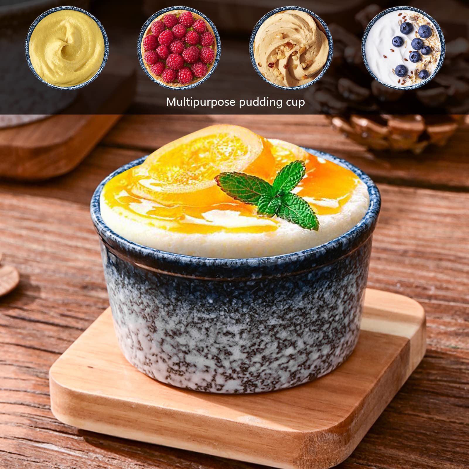 Artcome Juego de 6 ramequines de cerámica de 100 ml, para pudín, crema brulee, pasteles de lava, tazas de natillas, souffle, taza de pudín japonés, apto para lavavajillas, microondas y horno