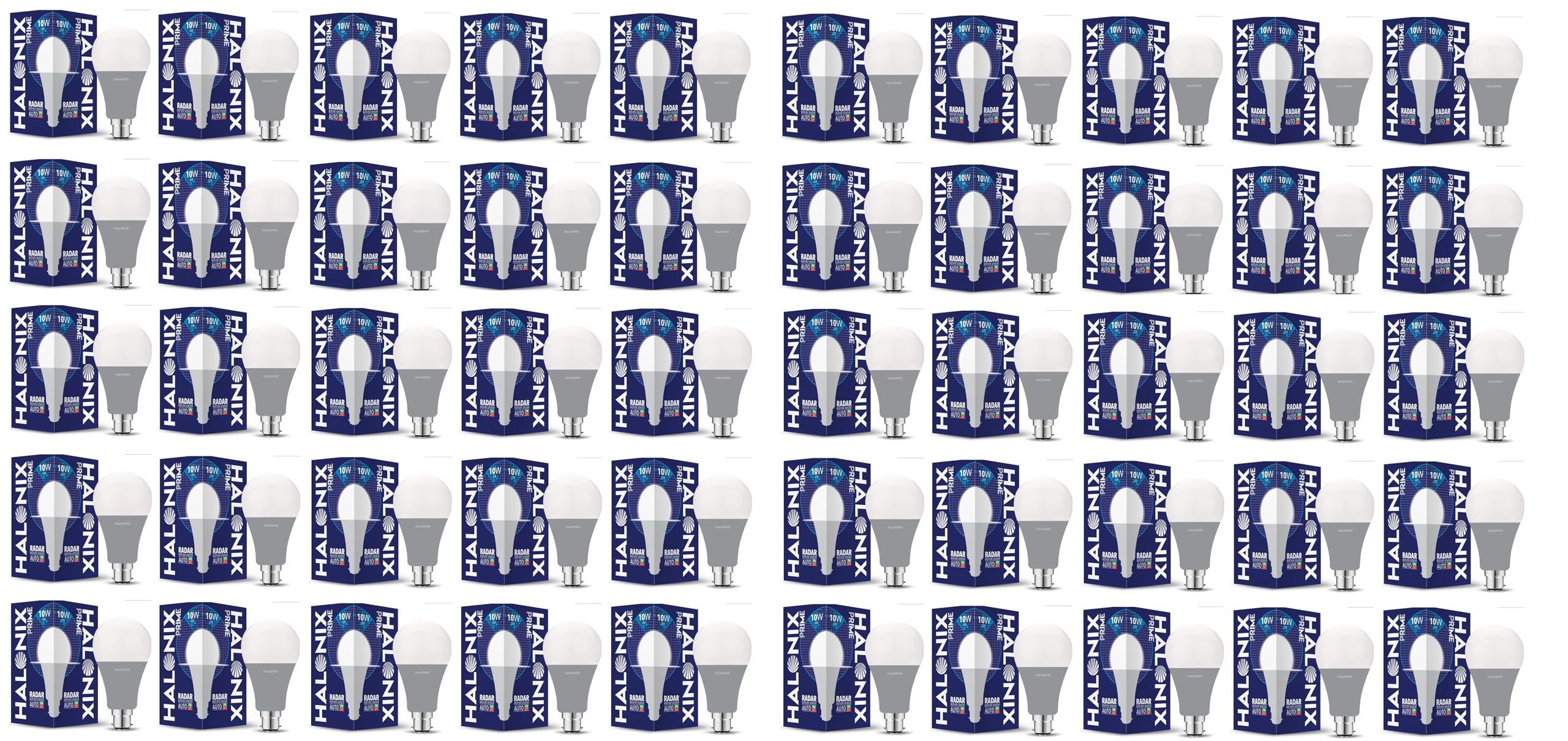 Halonix Radar 10W B22 Cool day white Motion Sensor Led Bulb, Auto on-Auto off, Pack of 50, White