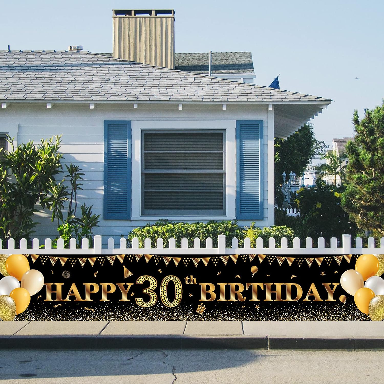 Happy 30th Birthday Banner,30th Birthday Decoration Black Gold,Party Backdrop Banner Fabric Banner.for Men Women 30thBirthday Photo Backdrop,Photography Background,Outdoor Yard Garden Table Wall - Image 4
