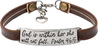 Leather Bracelet for Women Teens Christian Engraved Ornament Jewelry Gift Inspirational Vintage Stretch Religion Bible Verse Christmas Gifts