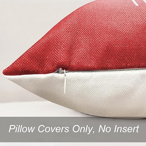 Miniatura 6 de RYSMIYOU Juego de 4 fundas de almohada decorativas de tiro de color rojo vino de 22 x 22 pulgadas, fundas de cojín cuadradas de lino, fundas de