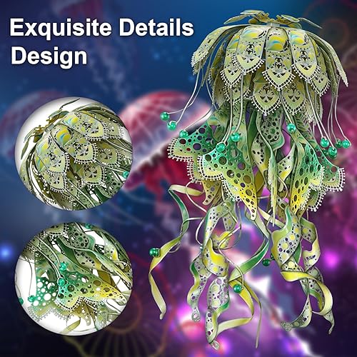 Miniatura 2 de Piececool Rompecabezas de metal 3D para adultos  Luz nocturna de medusas de organismo marino con enchufe USB, pasatiempos, manualidades, arte y