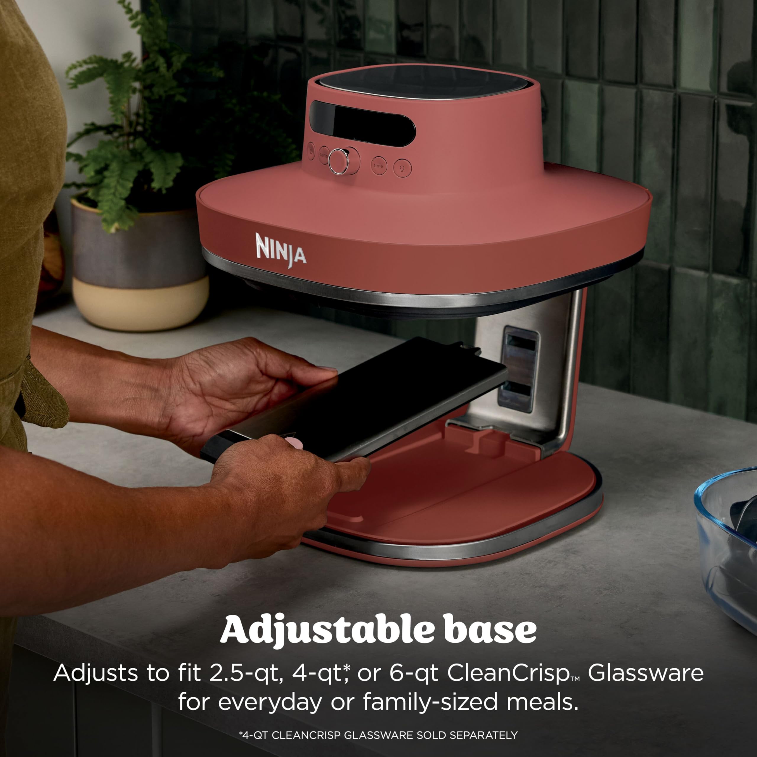 Ninja Crispi Pro Glass Air Fryer 6-in-1 Amber AS101OR | Max crisp air fry bake roast recrisp dehydrate 1800W 450F max 6Qt 2.5Qt containers product thumbnail 5