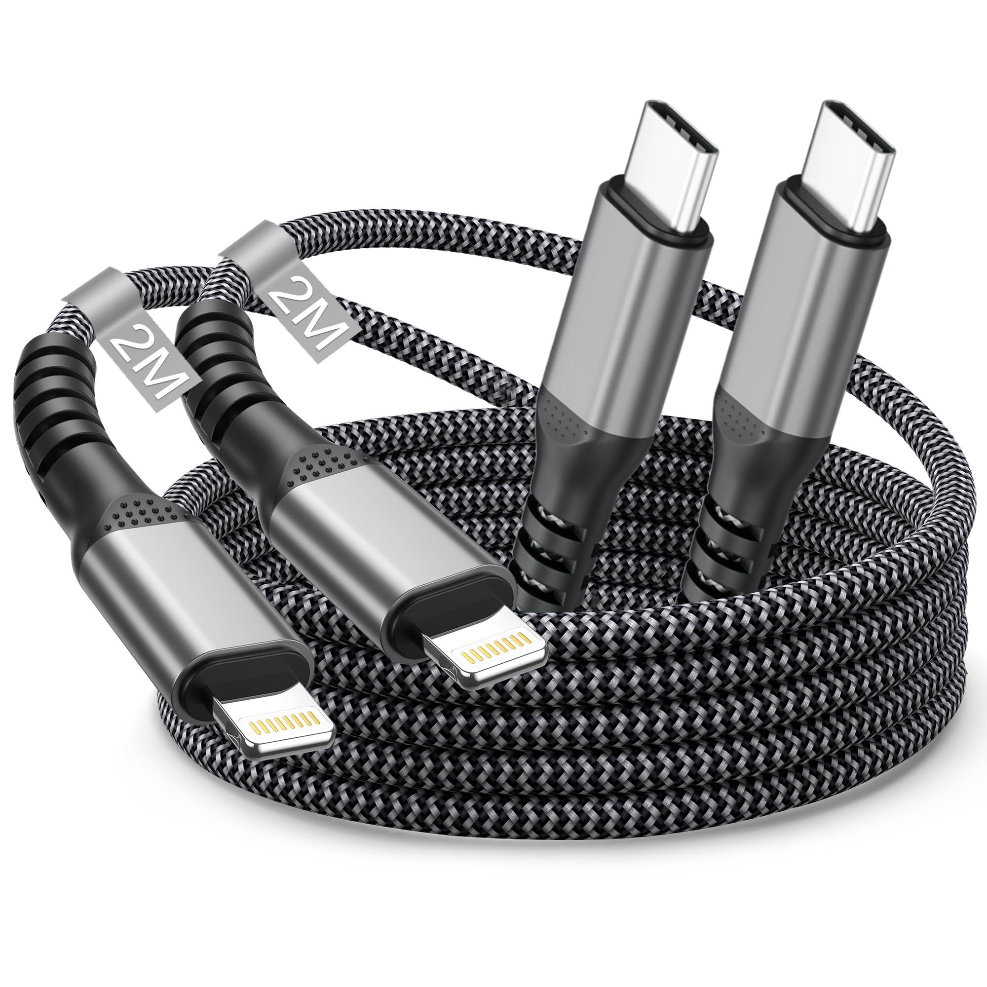 Lightning Kabel USB C 2M 2Pack, iPhone Ladekabel USB C Apple MFi Zertifiziert Nylon i-Phone Kabel USBC auf Lightning Ladekabel Schnellladekabel für Apple iPhone 14 Pro Max/Plus 13 Mini 12 11 XS 8 SE