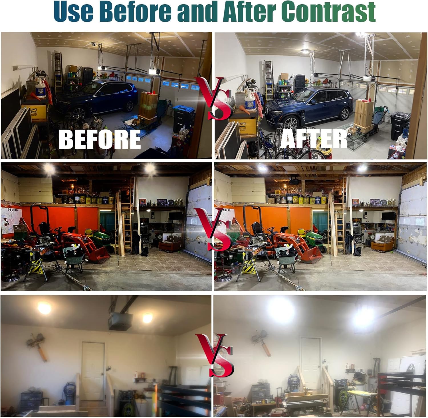 2-Pack LED Garage Lights, 160W 16000LM 6500K Garage Lights Ceiling Led Bulb with 6+1 Adjustable Panels, LED Shop Light for Basement Workshop Attic