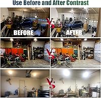 Vista 6 de Paquete de 2 Luces LED para Garaje, 160W 16000LM 6500K Luces de Garaje para Techo Bombilla LED con 6+1 Paneles Ajustables, Luz LED de Taller