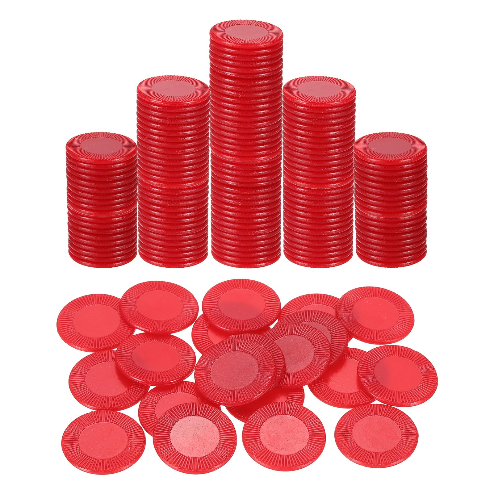 sourcing map 50Pcs Plastic Poker Chips, 22mm Mini Bingo Chips Learning Counters Counting Counters Disks Markers Opaque Game Tokens for Game Play Math Counting, Red, Pattern โ image 1