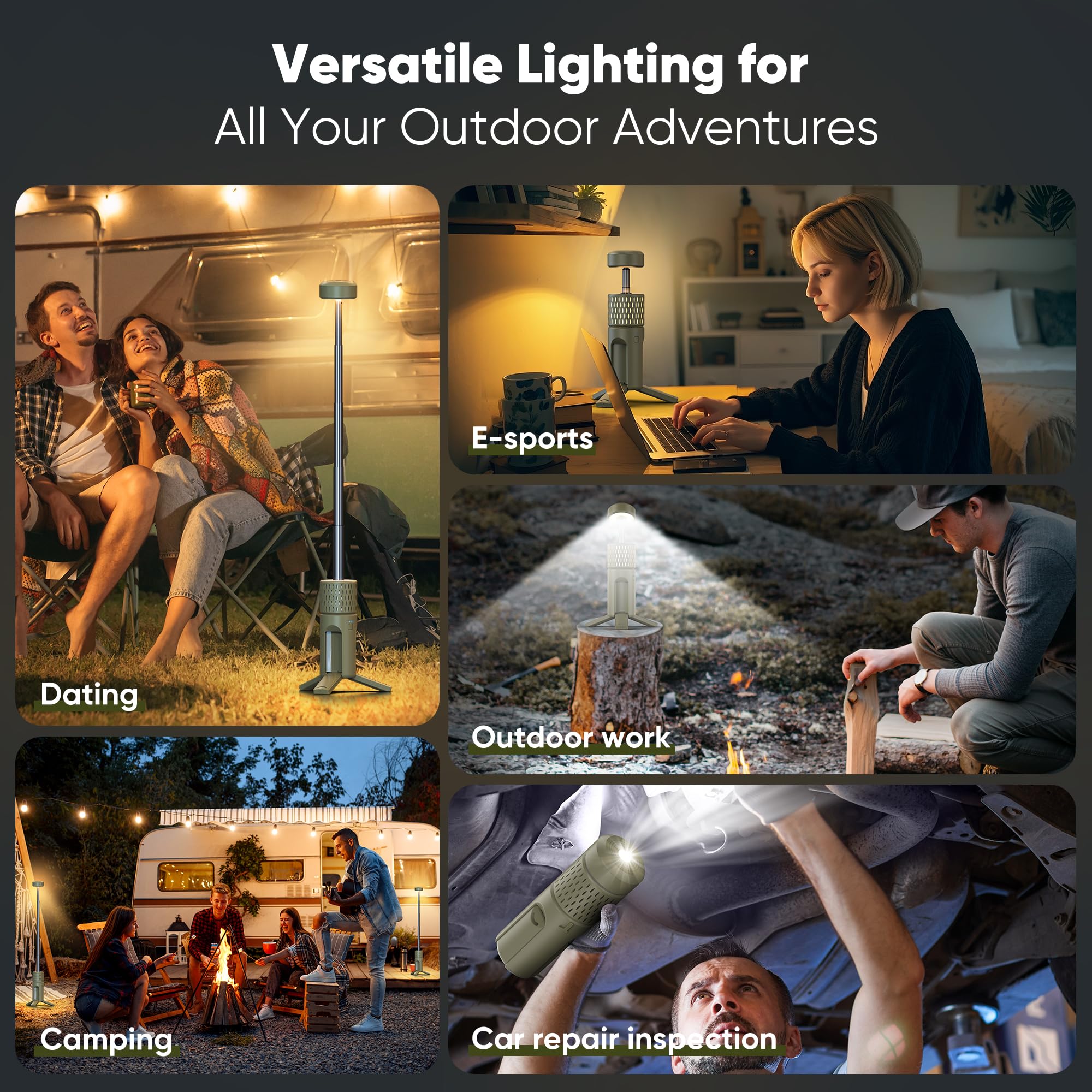 Camping-Lichter, wiederaufladbar, zusammenklappbar, Camping-Laternen | Tragbare Taschenlampen, Campinglicht für Zelt, Notfall, Outdoor, IPX5 Wasserdicht