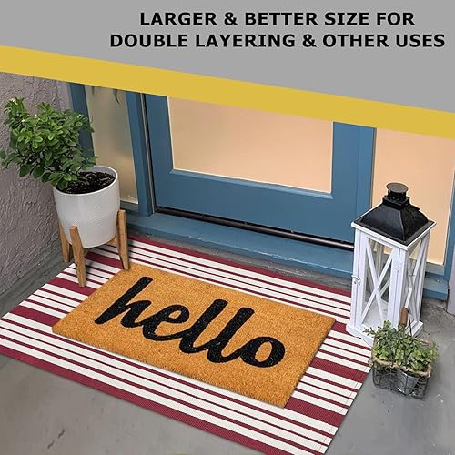 Miniatura 3 de Alfombra a rayas rojas y blancas de 27.5 x 43 pulgadas, de algodón, tejida a mano, reversible, plegable, lavable, alfombra roja y blanca para