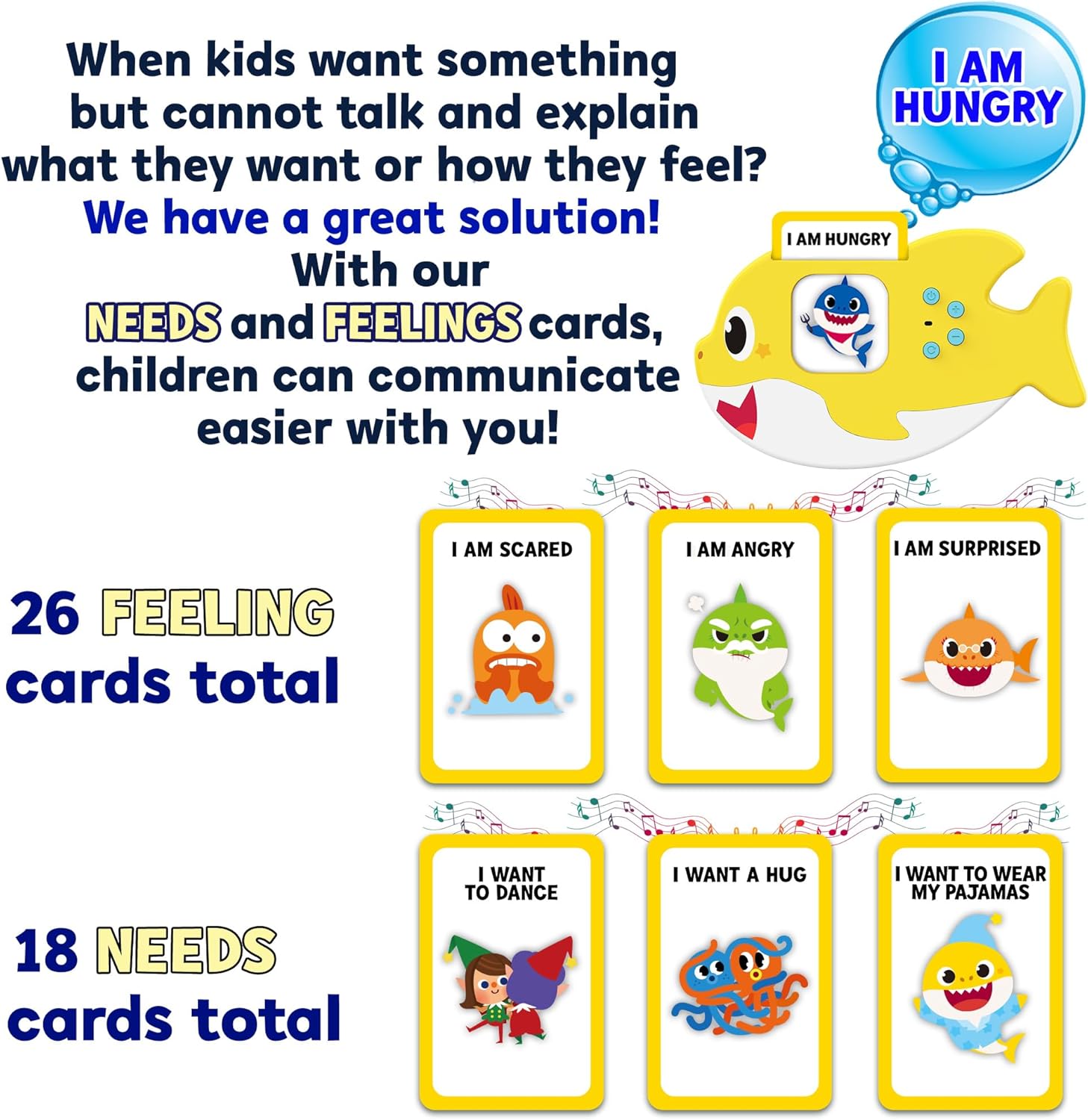 Baby Shark Flash Cards for Toddlers 2-4 Years | Sensory Toys for Autism and Autistic Non-Verbal Kids Ages 2 3 4 5 6 | Speech Therapy Learning Toys with Music, Phrases, ABC, Numbers, Sight Words