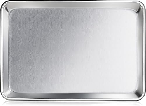 New Star Foodservice 36800 Sartén de aluminio de grado comercial de calibre 12 con cuentas abiertas, 18 pulgadas de largo x 26 pulgadas de ancho x 2