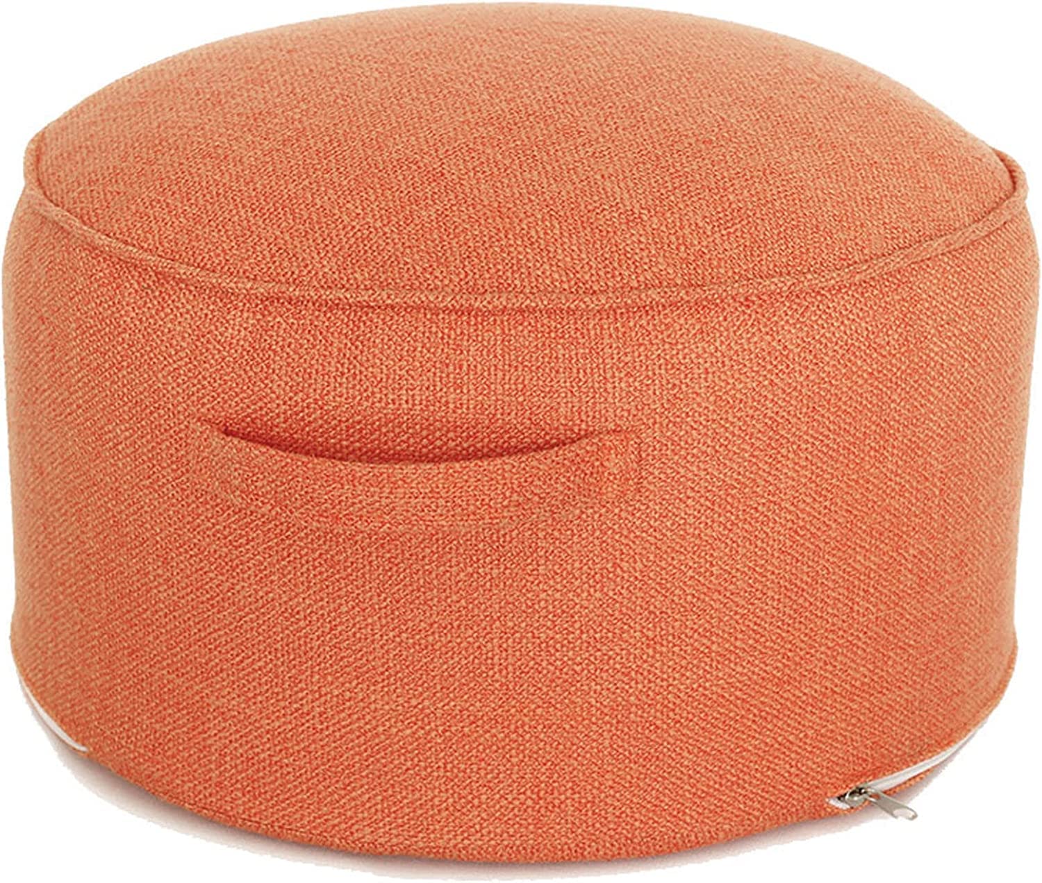 Pouf rond ottoman empilable avec housse lavable, repose-pieds double couche gain de place
